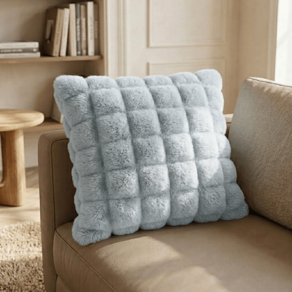 Velzora - Housse de coussin décoratif en fausse fourrure douce