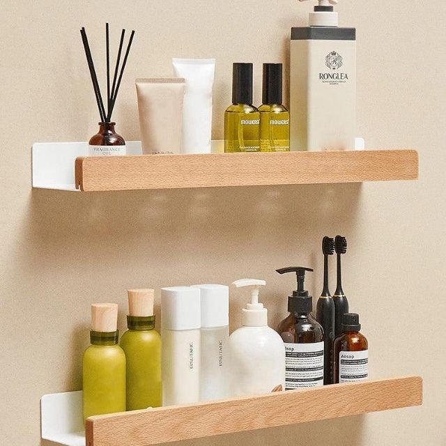 Velzora - Étagère murale de salle de bain en bois massif | Velzora