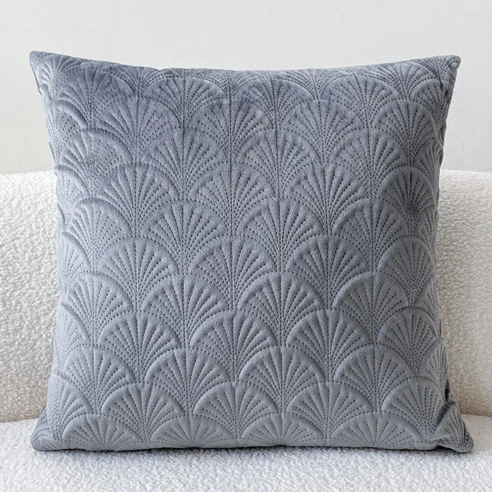 Velzora - Housse de coussin en velours côtier à motif coquillage texturé