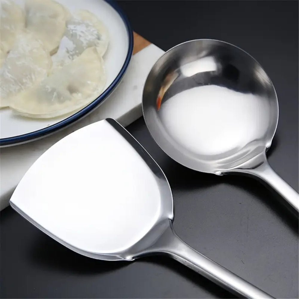 Velzora - Set d’ustensiles de cuisine en acier inoxydable, finition brossée