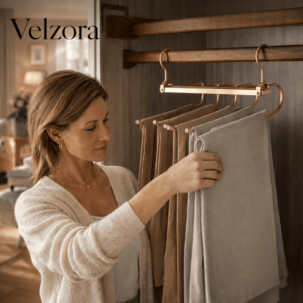 Velzora - Cintre à pantalons gain de place en aluminium | Velzora