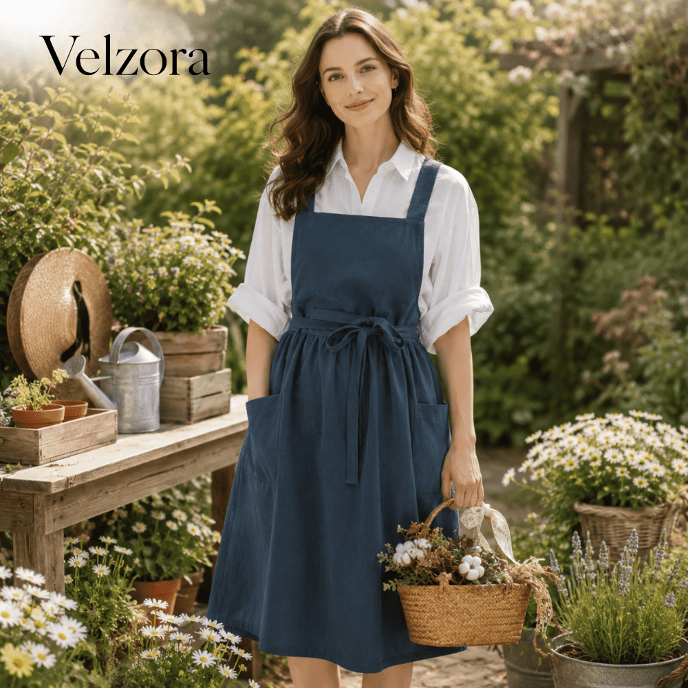 Velzora - Tablier en coton croisé avec poches pratiques | Velzora