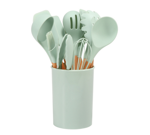Velzora - Ensemble ustensiles cuisine 12 pièces en silicone et bambou | Velzora