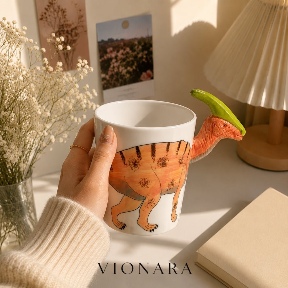 Velzora - Mug en céramique peint à la main – Motif dinosaure ludique | Velzora