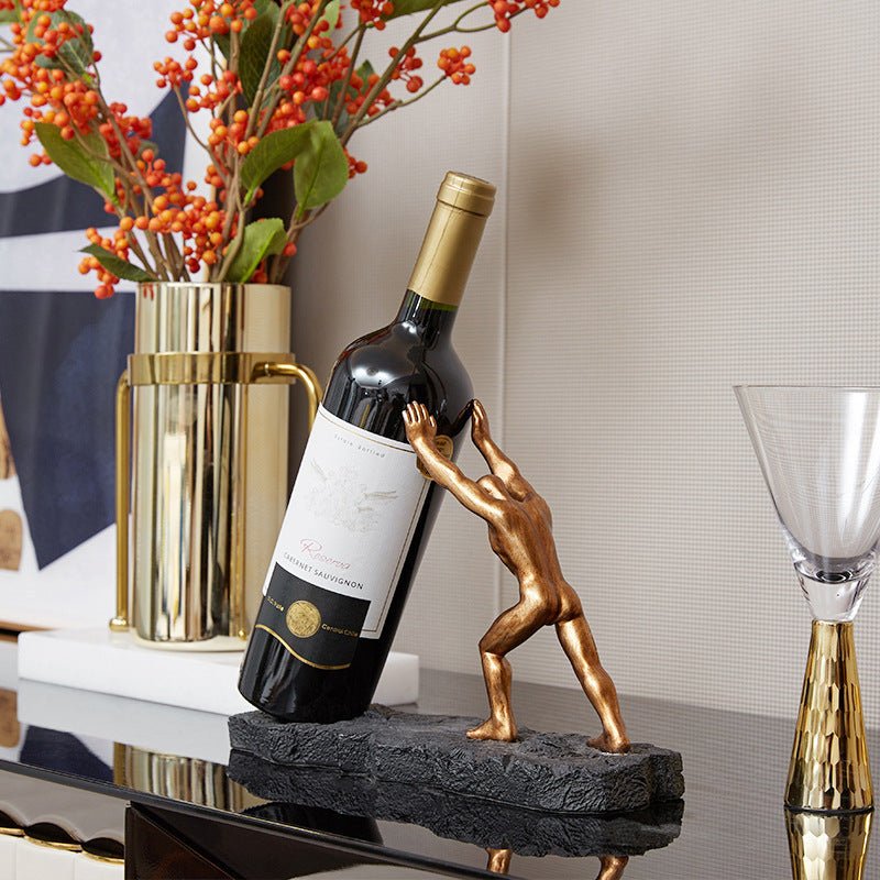 Velzora - Porte-bouteille décoratif en résine sculptée noir mat | Velzora
