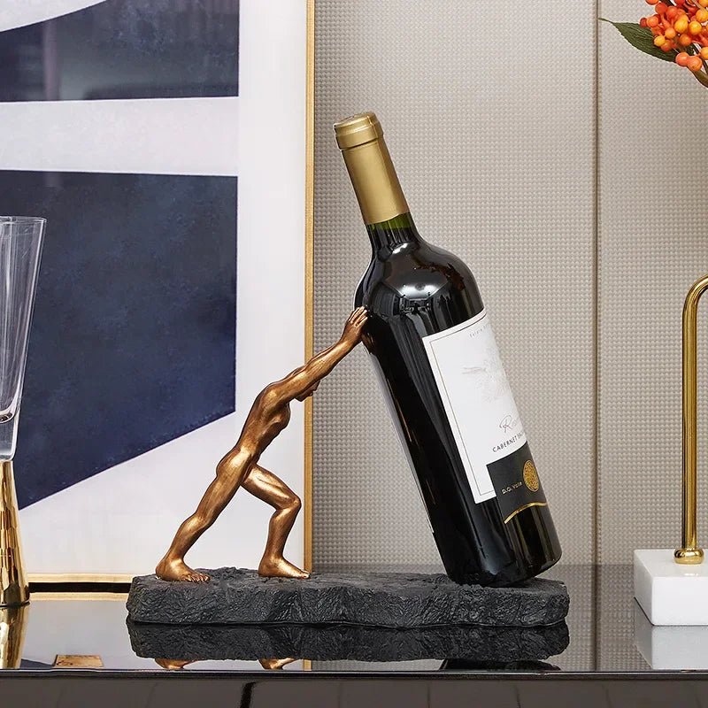 Velzora - Porte-bouteille décoratif en résine sculptée noir mat | Velzora