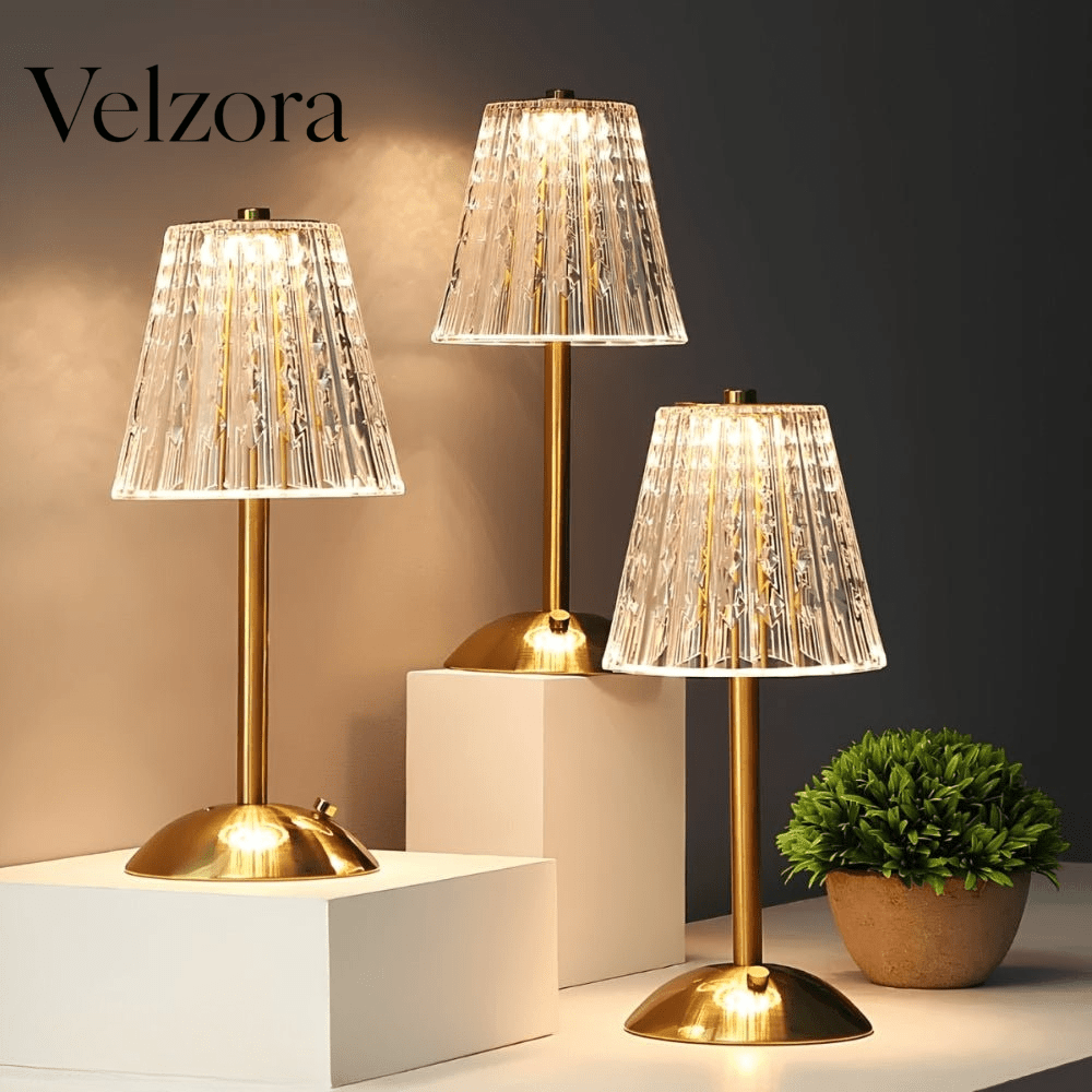 Velzora - Lampe de table cristalline en aluminium brossé | Velzora