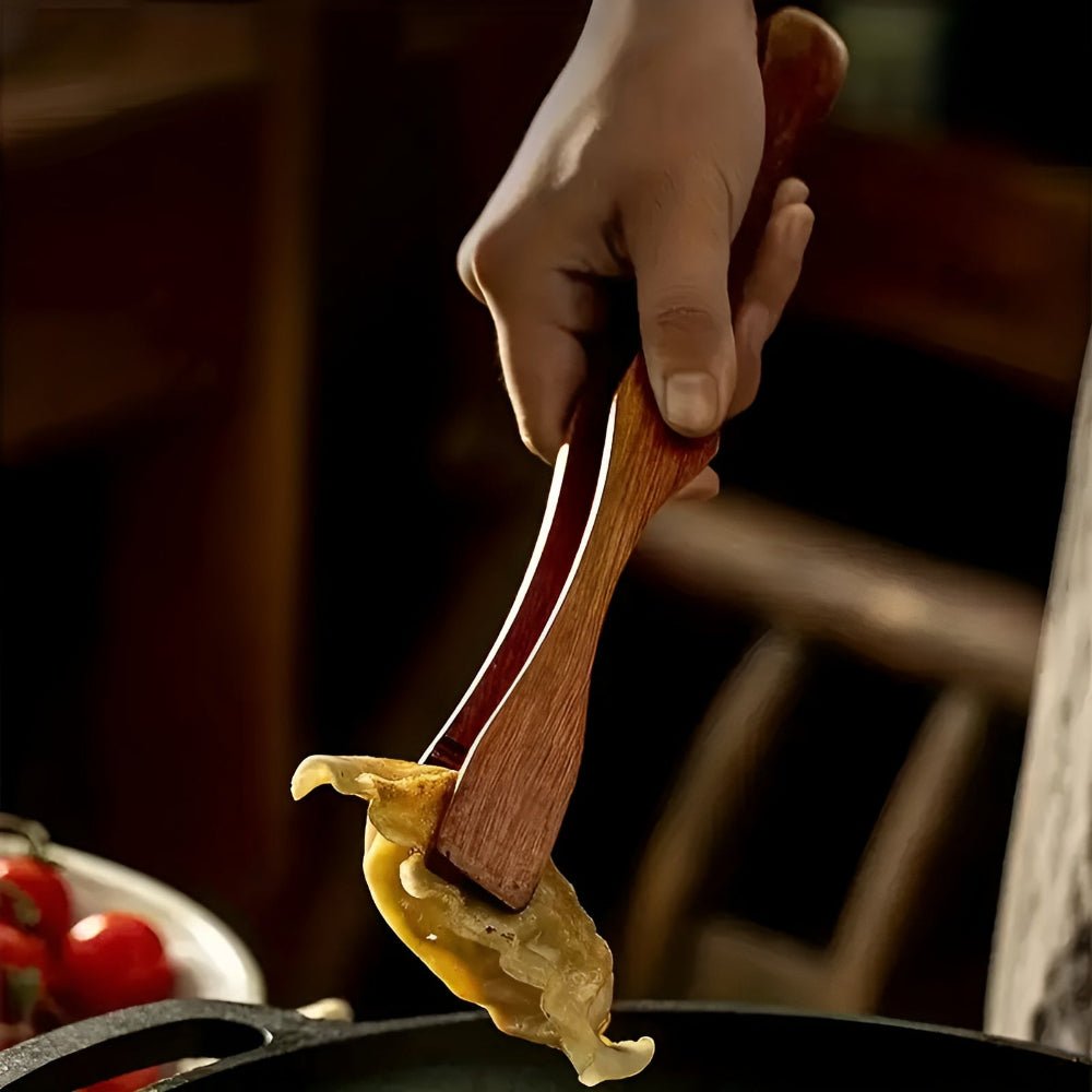 Velzora - Pinces de cuisine en bois naturel, finition résistante à la chaleur