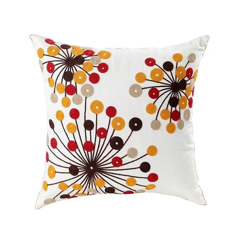 Velzora - Housse de coussin en coton brodé – Motif floral rustique | Velzora