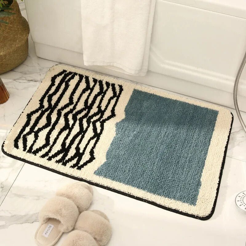 Velzora - Tapis de bain en polyester à motif abstrait antidérapant | Velzora