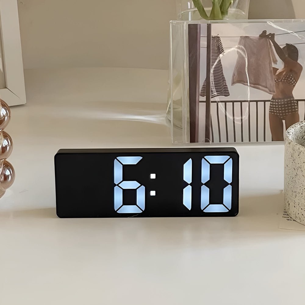 Velzora - Réveil numérique miroir LED design minimaliste en ABS