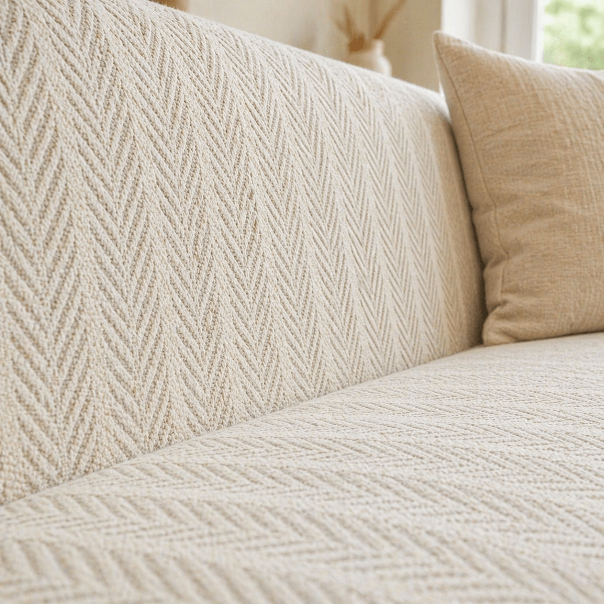 Velzora - Housse de canapé chenille chevron à franges | Velzora