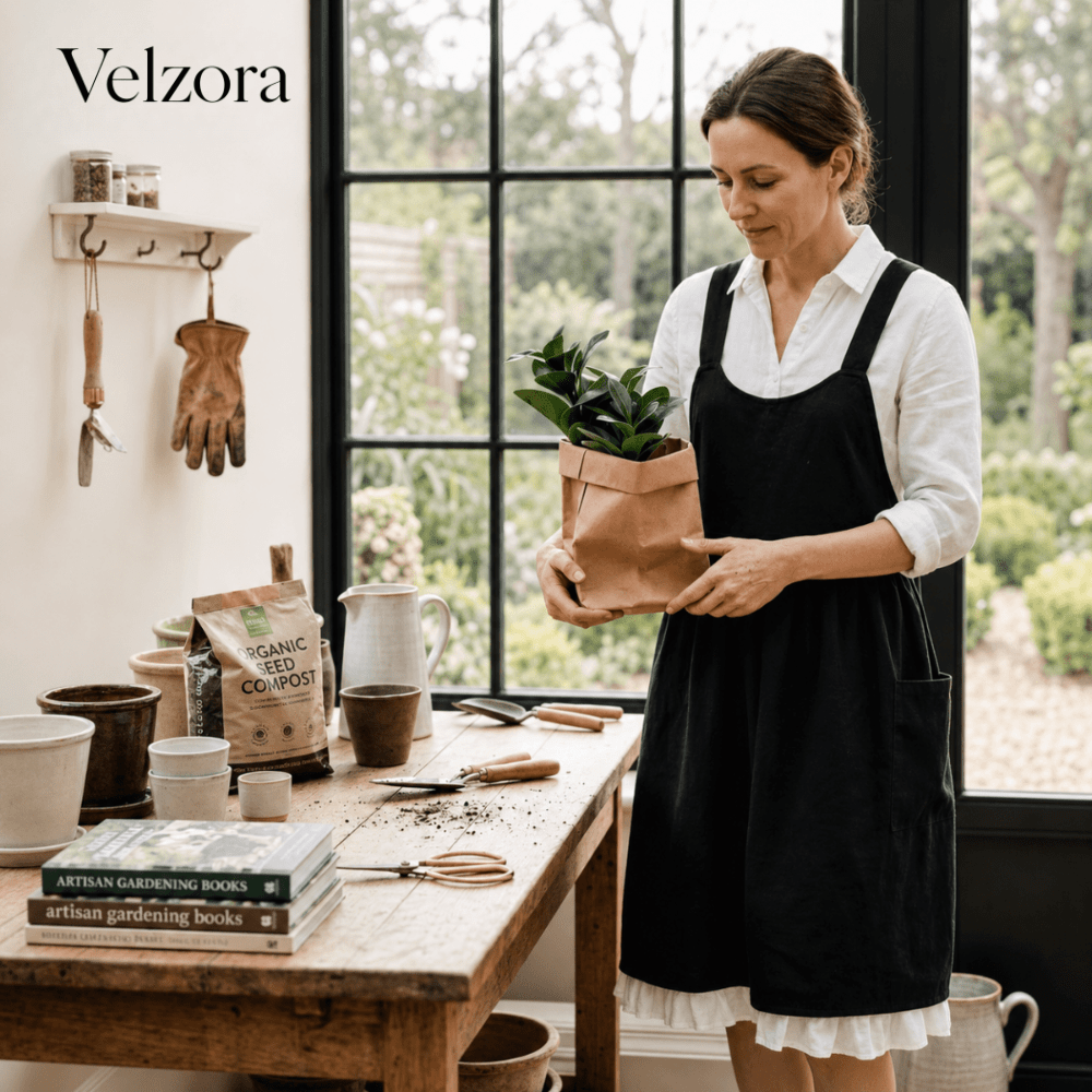 Velzora - Tablier en coton à dos croisé avec poches pratiques | Velzora