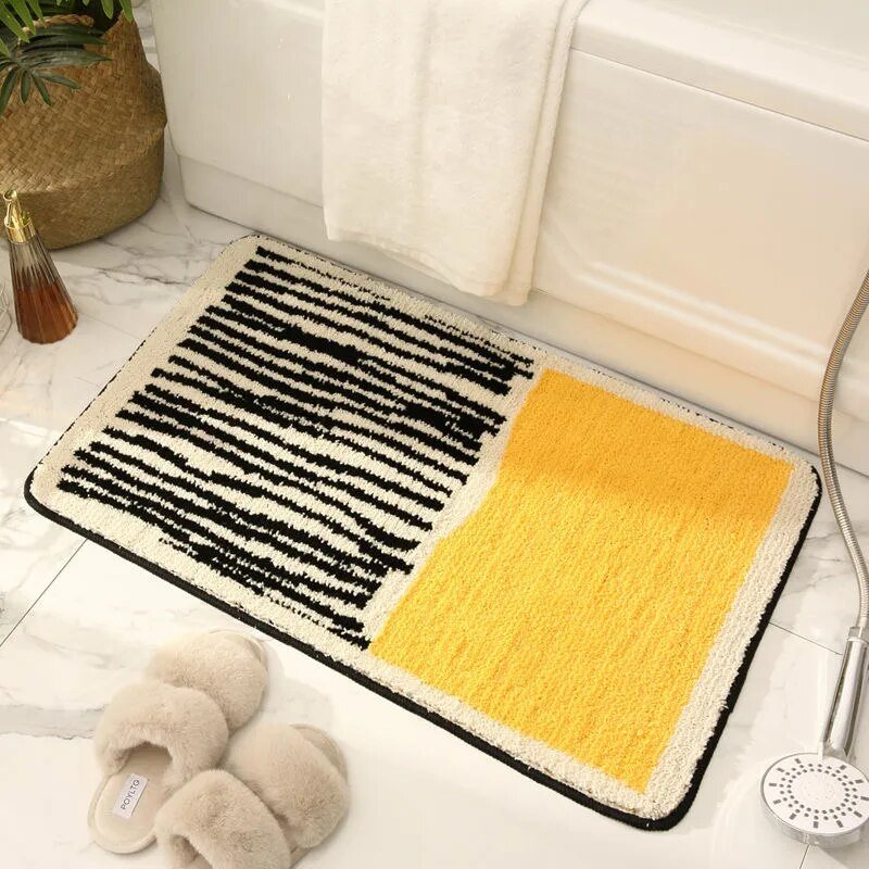 Velzora - Tapis de bain en polyester à motif abstrait antidérapant | Velzora