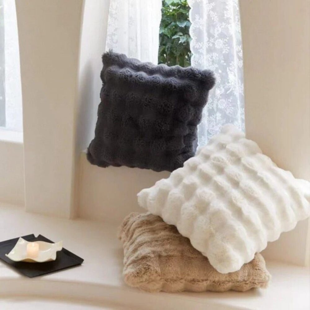 Velzora - Housse de coussin décoratif en fausse fourrure douce