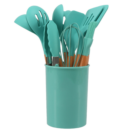 Velzora - Ensemble ustensiles cuisine 12 pièces en silicone et bambou | Velzora