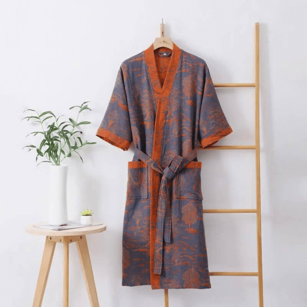 Velzora - Peignoir kimono en coton léger à double gaze | Velzora