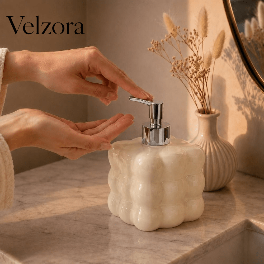 Velzora - Distributeur de savon en céramique texturé | Velzora