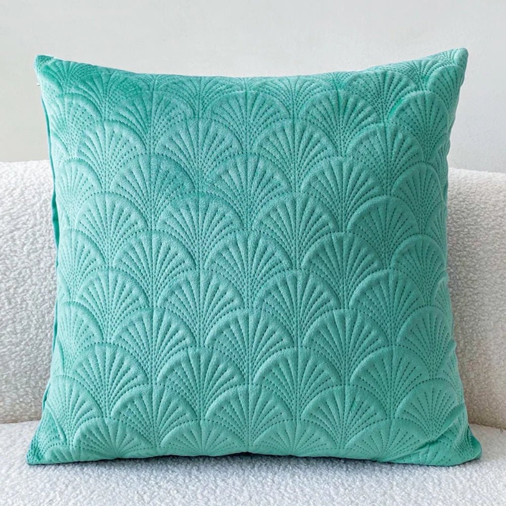 Velzora - Housse de coussin en velours côtier à motif coquillage texturé