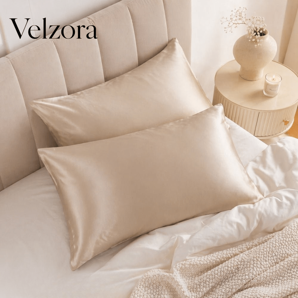 Velzora - Taies d’oreiller en soie naturelle, lot de 2 | Velzora