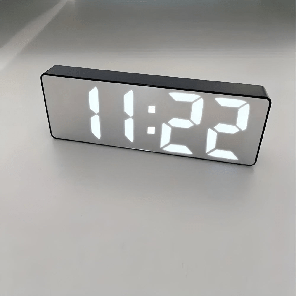 Velzora - Réveil numérique miroir LED design minimaliste en ABS