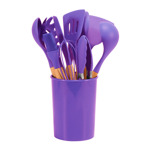 Velzora - Ensemble ustensiles cuisine 12 pièces en silicone et bambou | Velzora