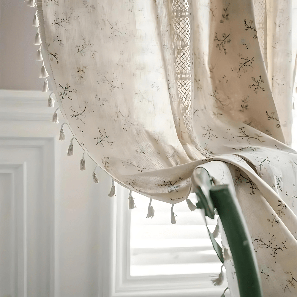 Velzora - Rideau en dentelle florale semi-occultant patchwork