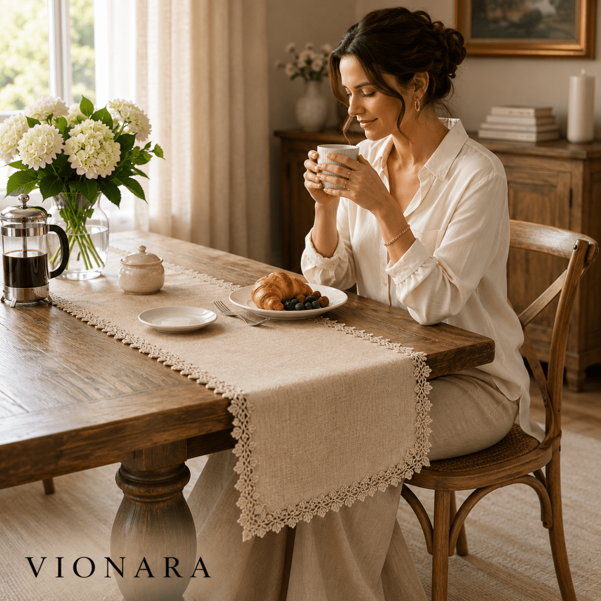 Velzora - Chemin de table en jute naturel tissé | Velzora