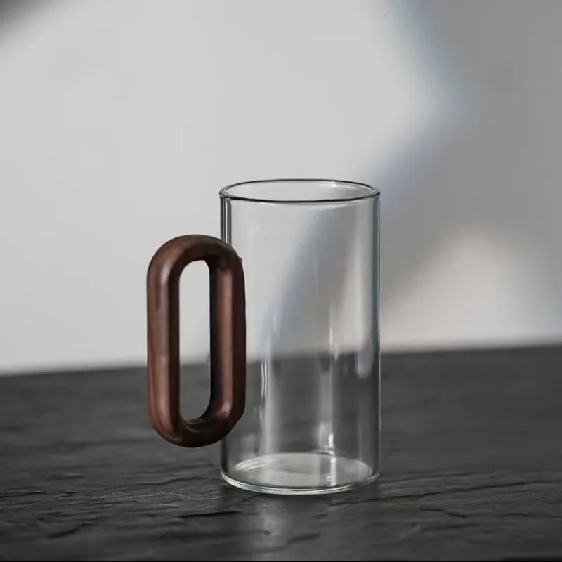 Velzora - Mug en verre borosilicate avec anse en bois naturel | Velzora