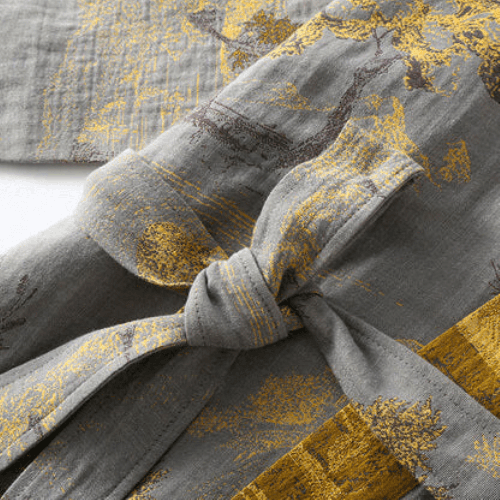 Velzora - Peignoir kimono en coton gaufré naturel à coupe ample | Velzora