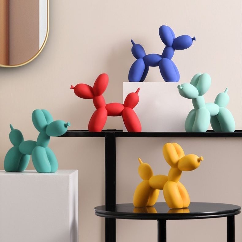 Velzora - Sculpture décorative en résine finition lisse forme ballon chien | Velzora