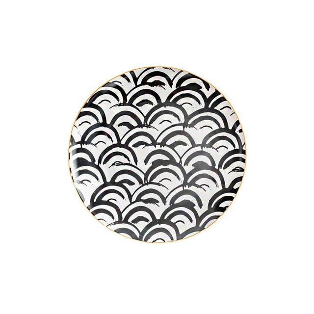 Velzora - Assiette en céramique ronde à motifs abstraits | Velzora
